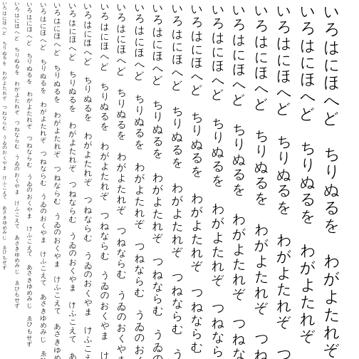 Specimen for Baekmuk Dotum Regular (Hiragana script).