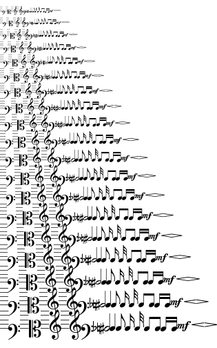 Specimen for Bravura Regular (Musical_Symbols script).