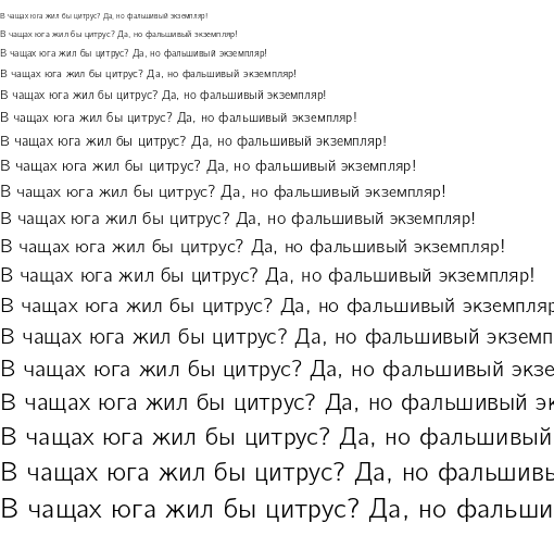 Specimen for CMU Bright Roman (Cyrillic script).