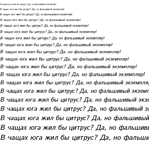 Specimen for CMU Bright SemiBoldOblique (Cyrillic script).