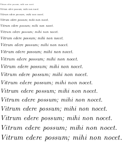 Specimen for CMU Classical Serif Italic (Latin script).