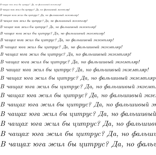 Specimen for CMU Serif Italic (Cyrillic script).