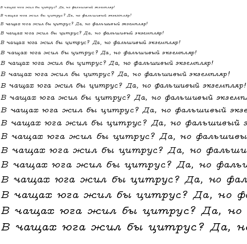 Specimen for CMU Typewriter Text Variable Width Italic (Cyrillic script).