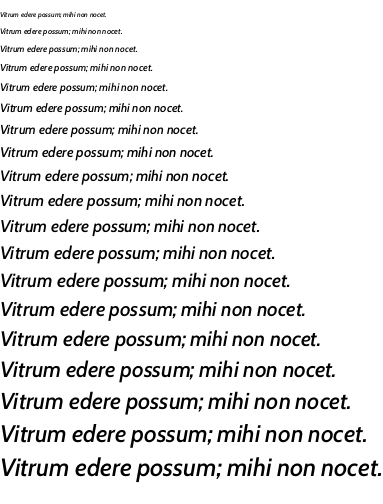 Specimen for Cabin Medium Italic (Latin script).