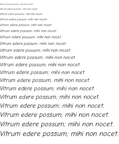 Specimen for Comic Neue Oblique (Latin script).