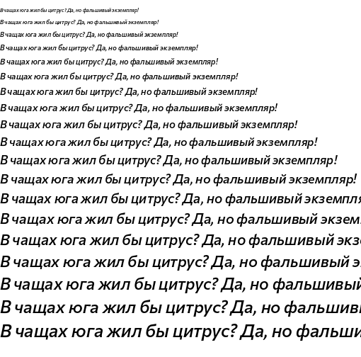 Specimen for Commissioner Flair Medium Italic (Cyrillic script).