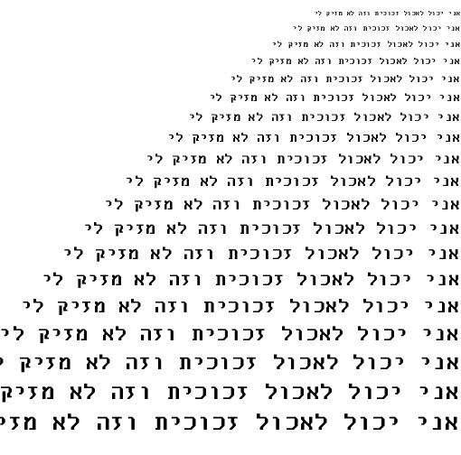 Specimen for Consoleet EGA 9x14 medium (Hebrew script).