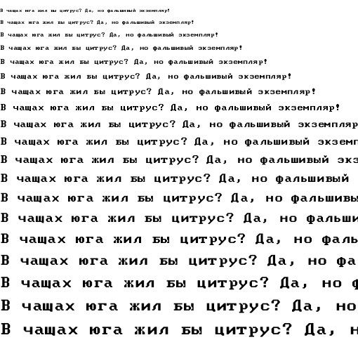 Specimen for Consoleet MDA medium (Cyrillic script).