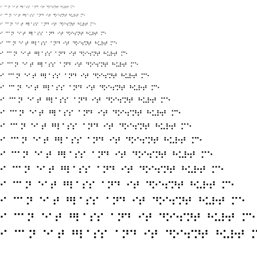 Specimen for Consoleet Terminus-14 bold (Braille script).