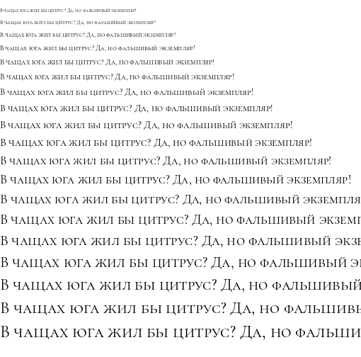 Specimen for Cormorant Unicase Regular (Cyrillic script).