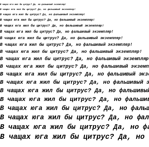Specimen for Cousine Bold Italic (Cyrillic script).