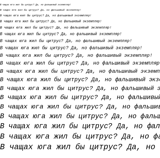 Specimen for Cousine Italic (Cyrillic script).