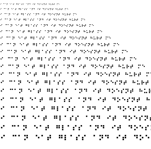 Specimen for DejaVu Sans Bold Oblique (Braille script).