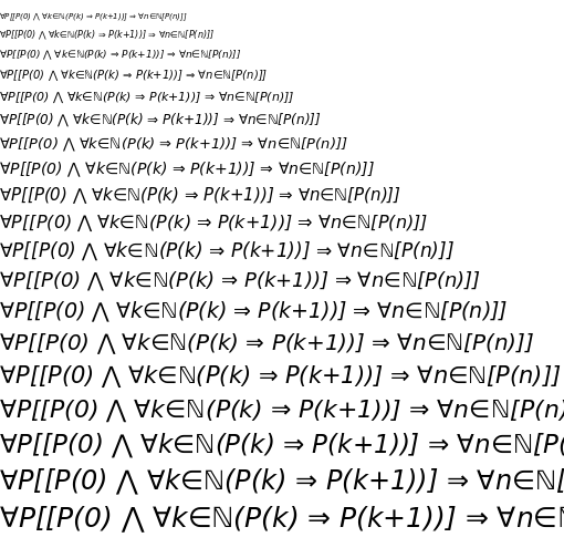 Specimen for DejaVu Sans Oblique (Math script).