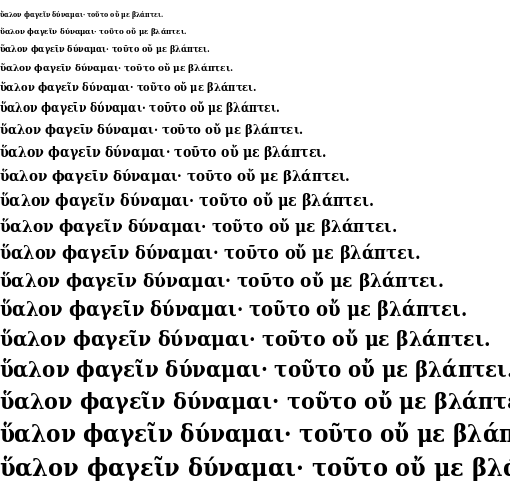 Specimen for DejaVu Serif Condensed Bold (Greek script).