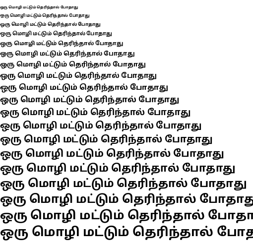 Specimen for Droid Sans Tamil Bold (Tamil script).