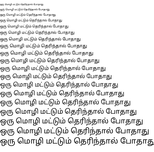 Specimen for Droid Sans Tamil Regular (Tamil script).