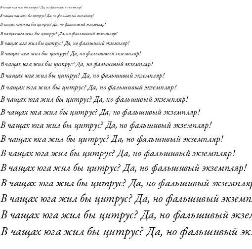 Specimen for EB Garamond 12 Italic (Cyrillic script).