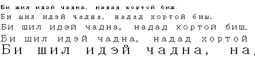 Specimen for Efont Fixed Wide Regular (Cyrillic script).