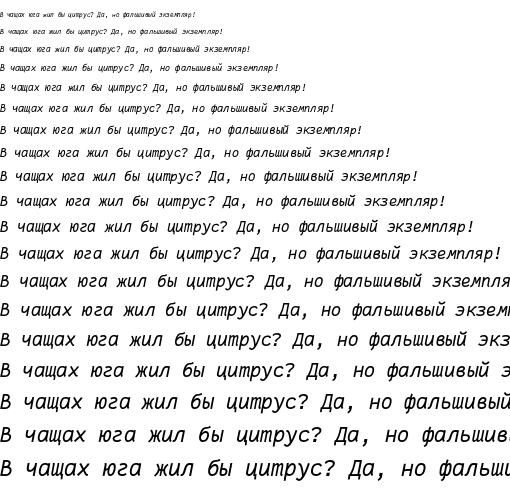 Specimen for Fantasque Sans Mono Italic (Cyrillic script).