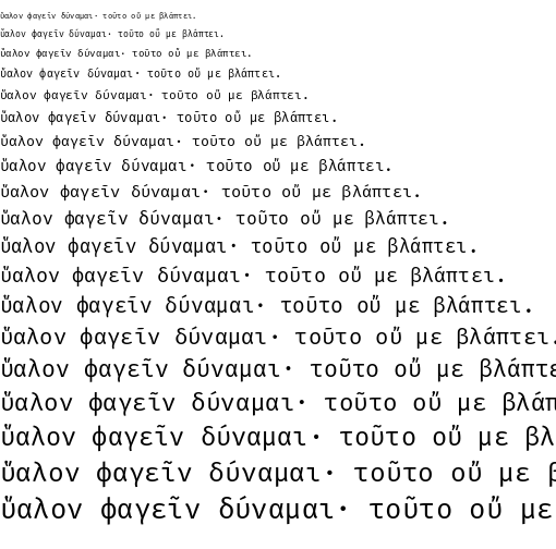 Specimen for Fira Code Regular (Greek script).