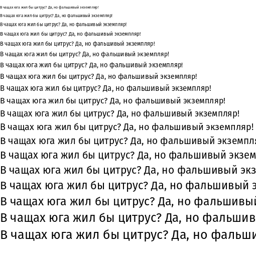 Specimen for Fira Sans Regular (Cyrillic script).