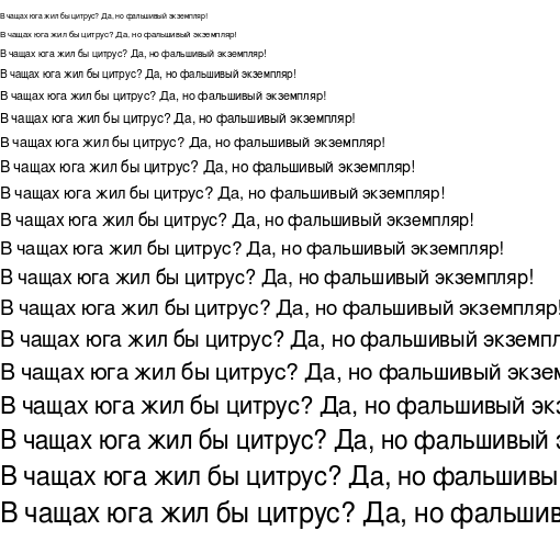 Specimen for FreeSans Regular (Cyrillic script).