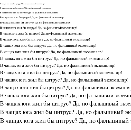 Specimen for FreeSerif Regular (Cyrillic script).