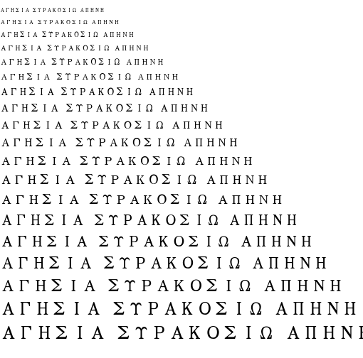 Specimen for HanWang FangSongMedium-Gb5 Regular (Greek script).