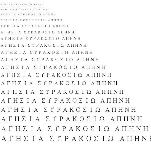Specimen for HanWang WeiBeiMedium-Gb5 Regular (Greek script).