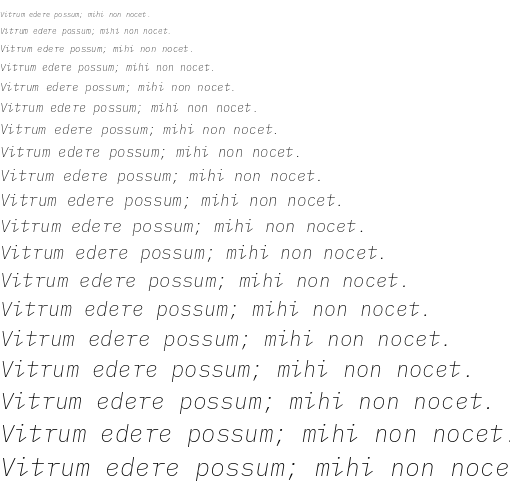 Specimen for IBM Plex Mono ExtraLight Italic (Latin script).