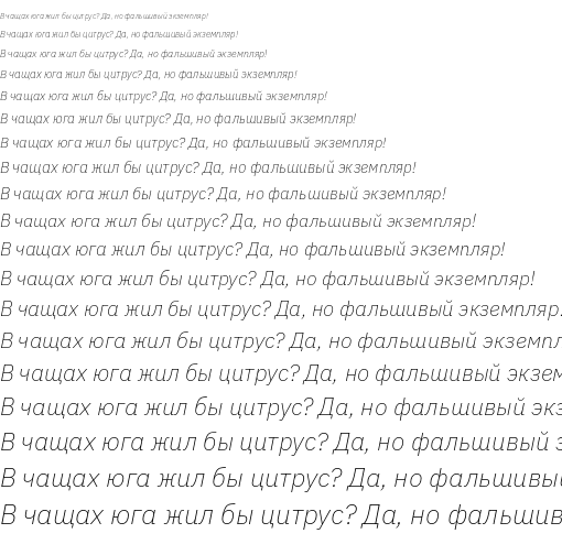 Specimen for IBM Plex Sans ExtraLight Italic (Cyrillic script).