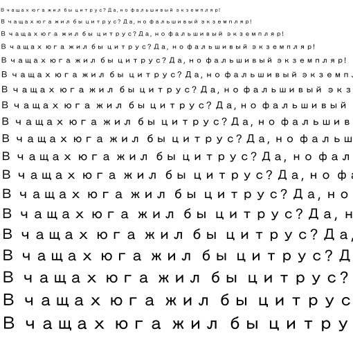 Specimen for IPAUIGothic Regular (Cyrillic script).