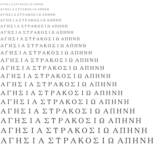 Specimen for IPAexMincho Regular (Greek script).