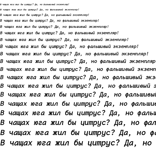 Specimen for Inconsolata LGC Bold-Italic (Cyrillic script).