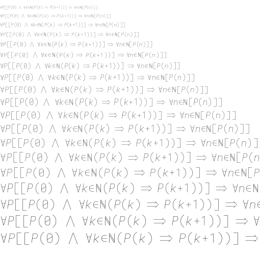 Specimen for Iosevka Aile Extralight (Math script).