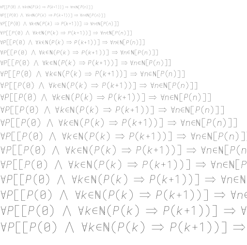 Specimen for Iosevka Aile Semibold (Math script).