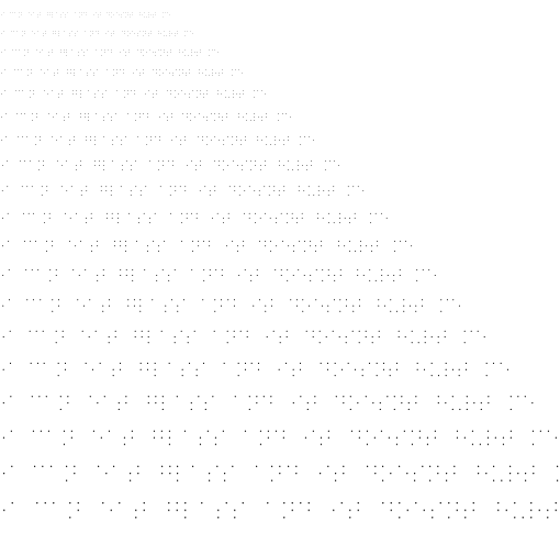 Specimen for Iosevka Aile Thin Italic (Braille script).