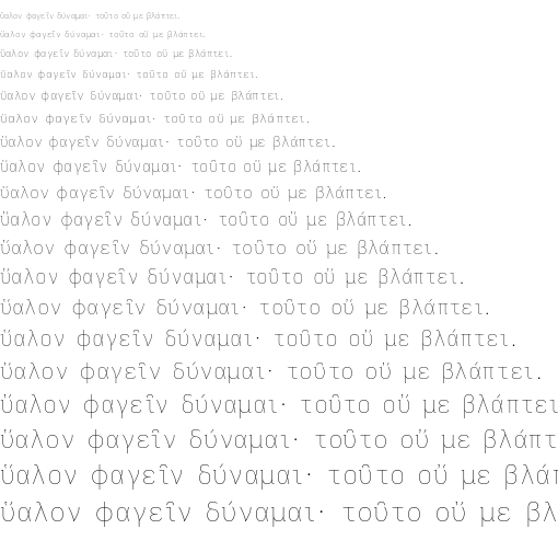 Specimen for Iosevka Etoile Extralight Oblique (Greek script).