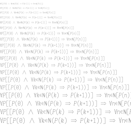 Specimen for Iosevka Fixed Slab Bold Extended Oblique (Math script).