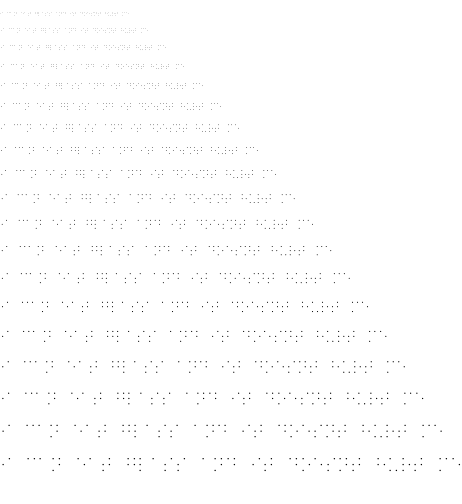 Specimen for Iosevka SS02 Extralight Extended Oblique (Braille script).