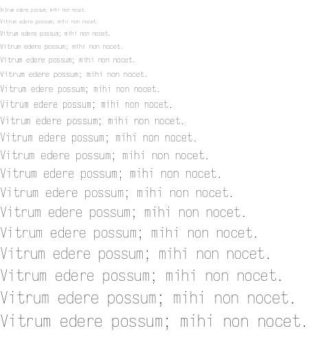 Specimen for Iosevka Term SS01 Thin Oblique (Latin script).