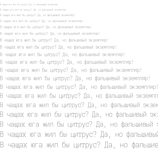 Specimen for Iosevka Term SS02 Thin Italic (Cyrillic script).