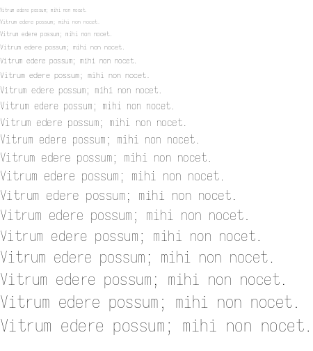 Specimen for Iosevka Term SS06 Thin Oblique (Latin script).