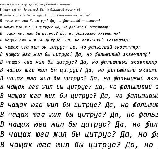 Specimen for JetBrains Mono NL Medium Italic (Cyrillic script).
