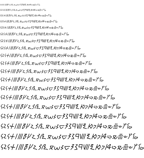 Specimen for Kurinto Aria Aux Bold Italic (Meroitic_Cursive script).