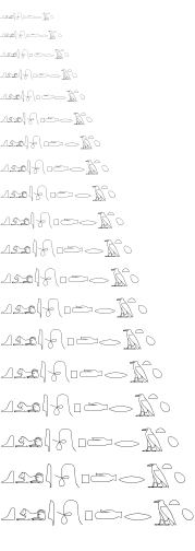 Specimen for Kurinto Aria Aux Regular (Egyptian_Hieroglyphs script).