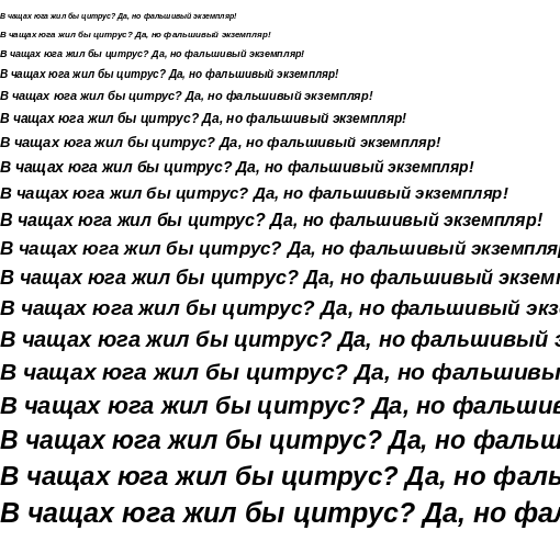 Specimen for Kurinto Aria CJK Bold Italic (Cyrillic script).