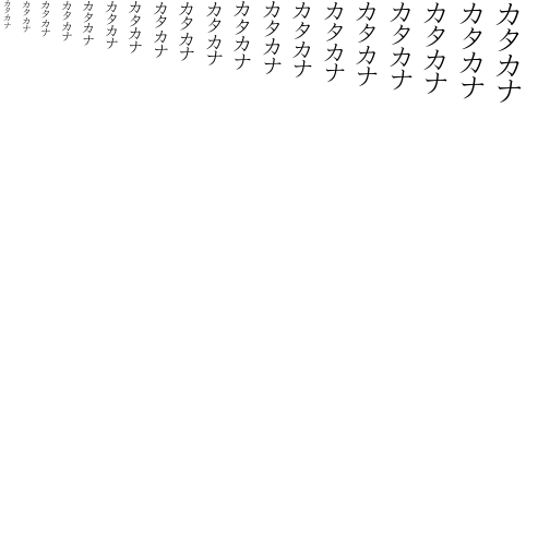 Specimen for Kurinto Aria JP Bold Italic (Katakana script).