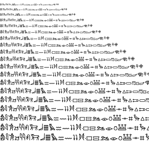 Specimen for Kurinto Arte Aux Regular (Meroitic_Hieroglyphs script).